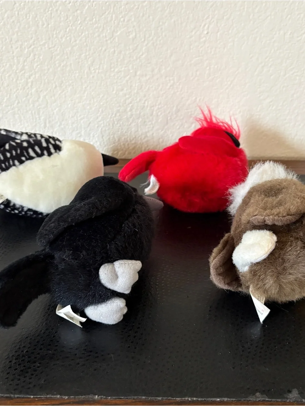 K&M International Eagle Cardinal Raven Loon Bird Plush Stuffed Animal Lot of 4